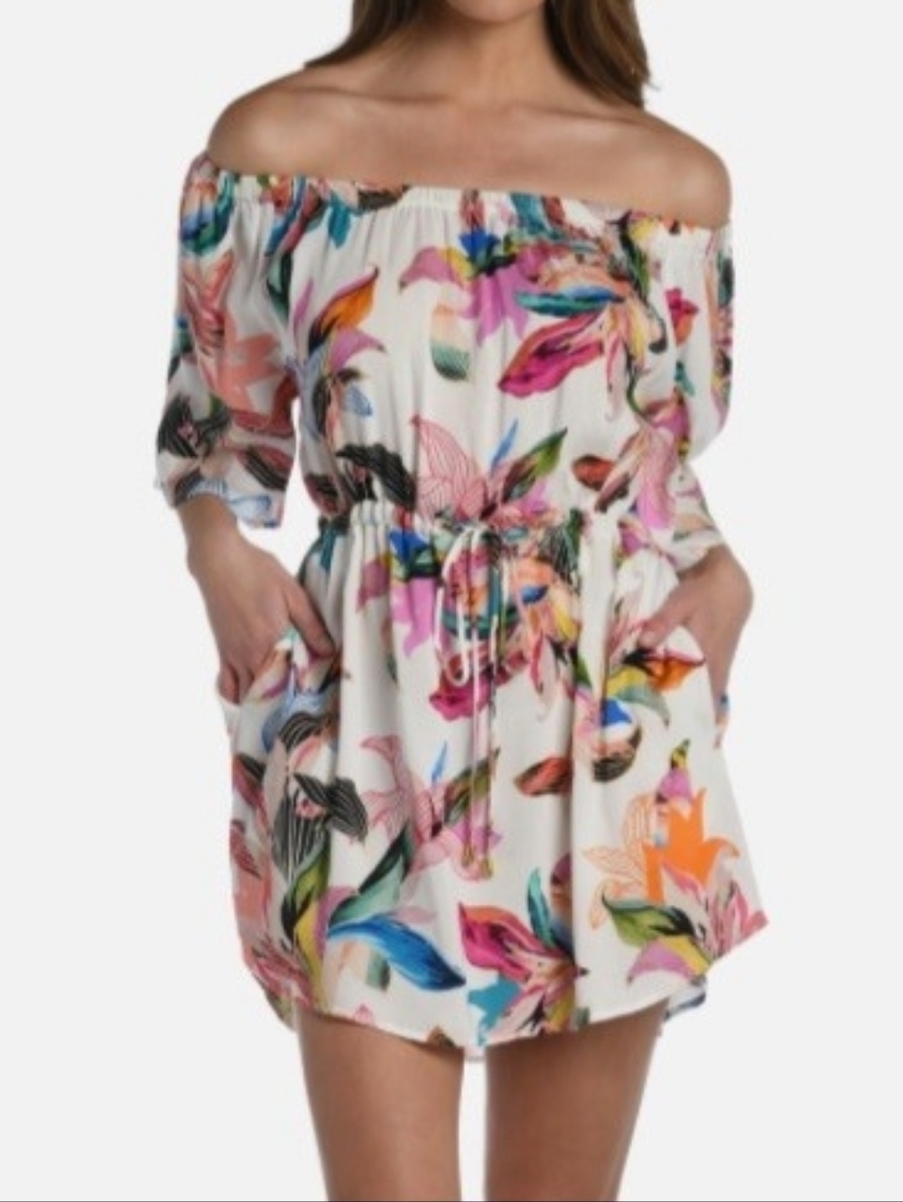 La Blanca Paradise Off-the-Shoulder Swimsuit Cover-Up Mini Dress